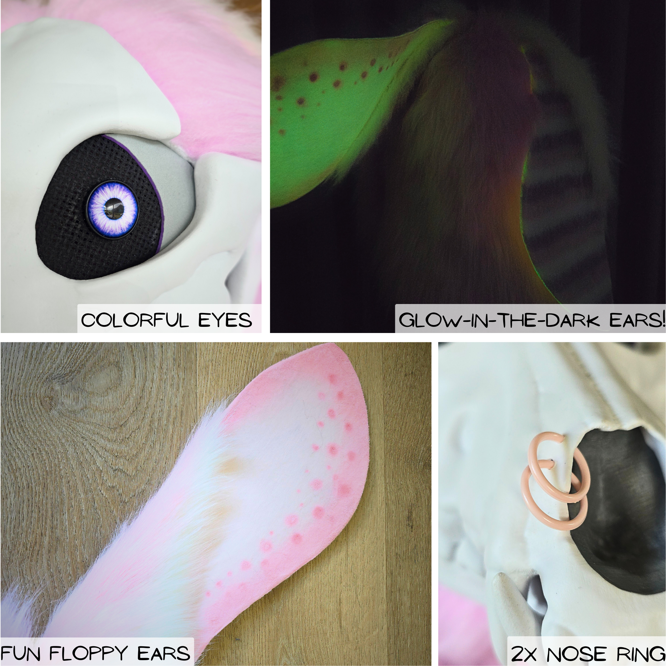 Skulldog with glow-in-the-dark bunny ears